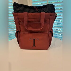 Pacific Time Activo Insulated Tote Cooler Bag - Brick Red with "T”Monogram